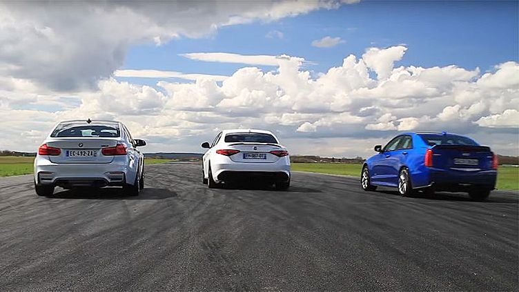 Alfa Romeo Giulia QV, BMW M3 и Cadillac ATS-V сравнили в дрэге