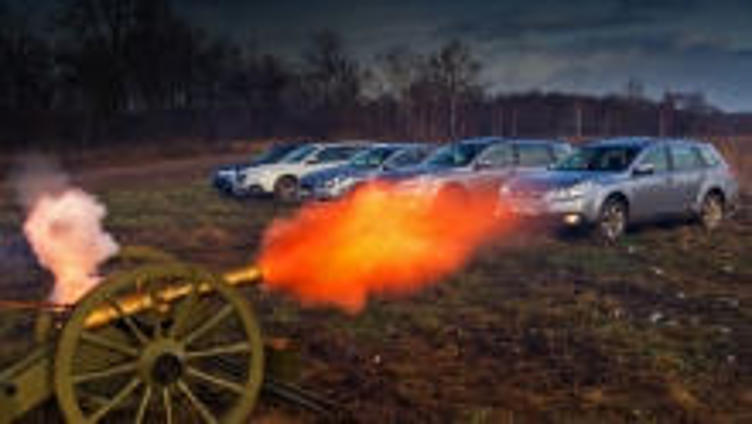 Обстреливаем обновлённые Subaru Legacy и Outback под Бородином Обстреливаем обновлённые Subaru Legacy и Outback под Бородином